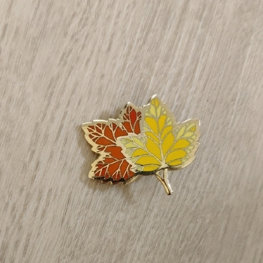 Hallmark Autumn Leaf Brooch - Red and Yellow